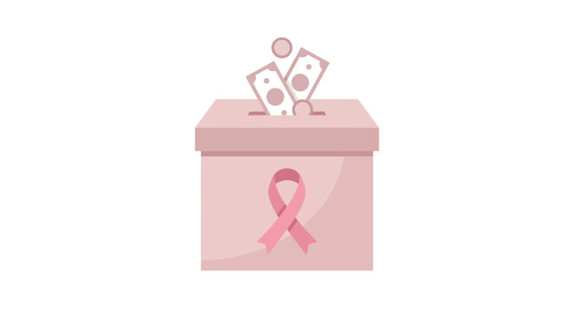Donation Box with Pink Ribbon for Breast Cancer Awareness