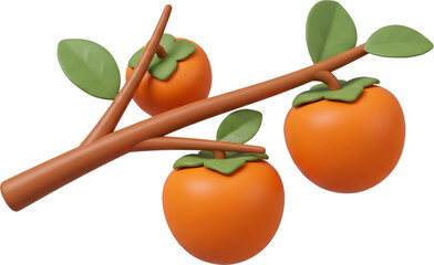Ripe Persimmons Growing On Tree Branch © semo