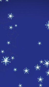 Animation of snow falling over blue background