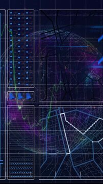 Animation of financial data processing over globe