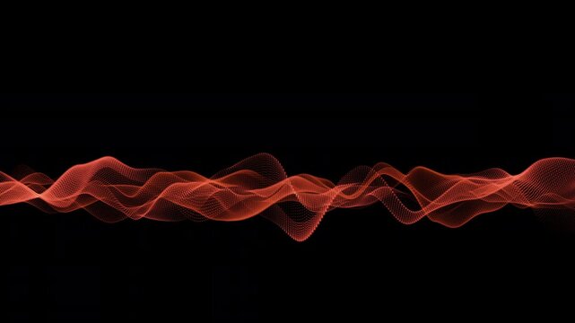 Luminous orange and red waves create flowing abstract motion against a black background, delivering a futuristic digital atmosphere suitable for technology, music, cinematic, and modern projects.