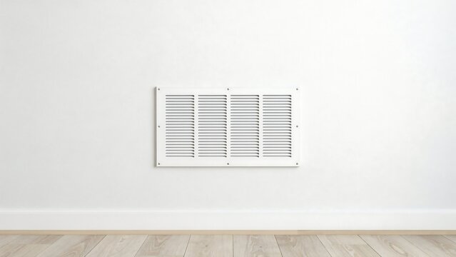 Modern wall mounted radiator with horizontal metal slats for indoor heating system installation