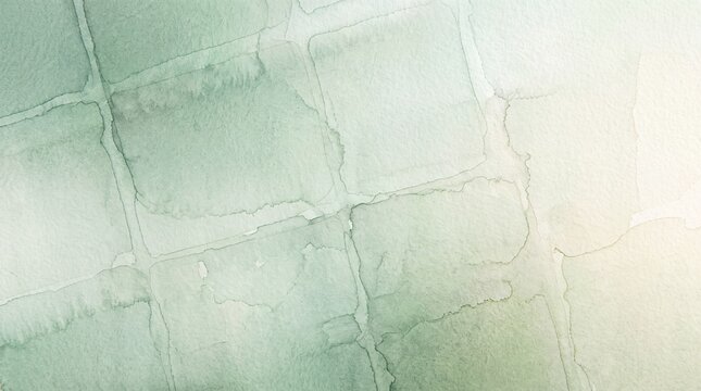 Abstract Green Watercolor Background with Textured Grid Pattern