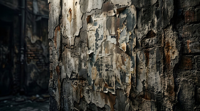 Heavily textured peeling wall in derelict building