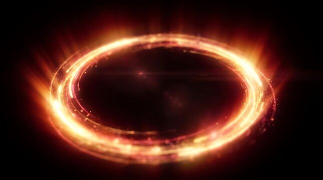 Glowing orange energy ring with particles