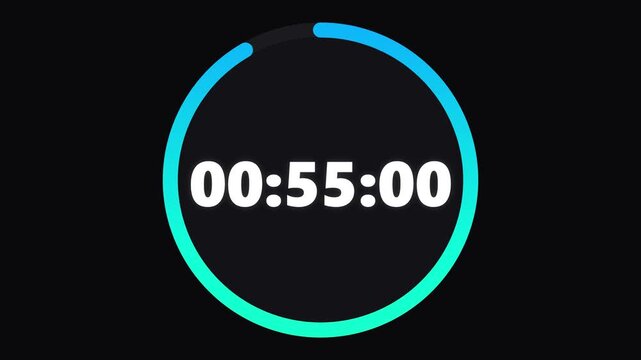 Digital Countdown 1 Minute (60 Seconds) Timer Animation with Circular Progress Bar