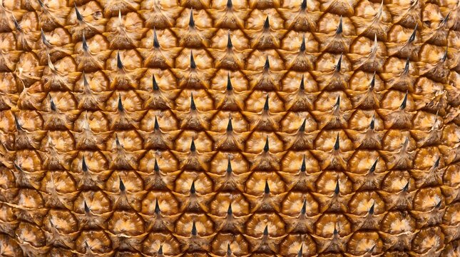 Textured pineapple skin background, macro shot of tropical fruit peel, golden brown organic pattern for food design