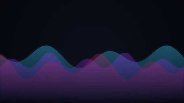 Abstract Digital Wave Background with Translucent Blue and Purple Sine Curves