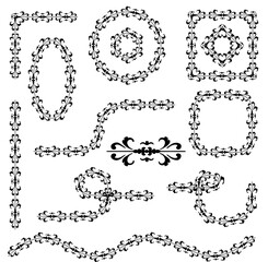 Fototapeta premium A collection of decorative brushes featuring floral ornaments in various shapes and patterns