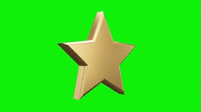 3D golden star on green background