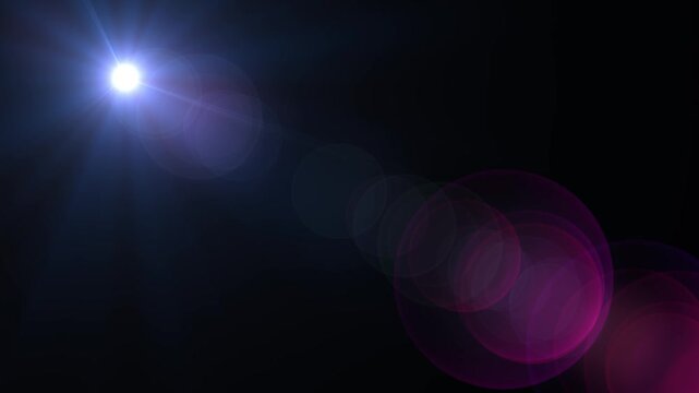 blue and pink lens flare opacity animation glowing starburst ray dark background motion graphic element seamless looping video asset 4k resolution fading