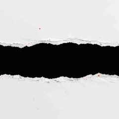 Fototapeta premium Textured White Paper Rip Effect with Red Blood Splatters on Black Background Creating a Dramatic Horror and Crime Scene Concept for Graphic Design and Horror Posters