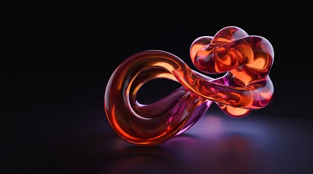 Intertwined glass 3D loop rendered as fluid knot