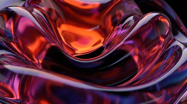 Molten glass 3D folds forming a reflective liquid surface