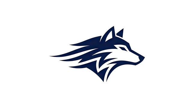 Abstract blue wolf head profile logo.