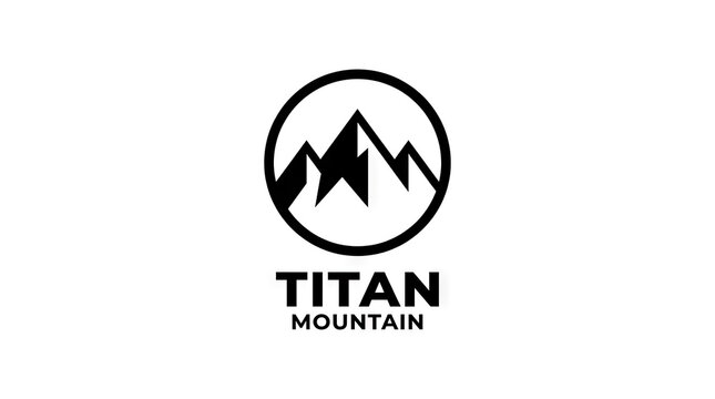 Minimalist black mountain peak logo within a circle.