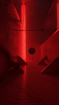 Red Light Shower Water Falling from Below, Nadir View, Slow Motion &ndash; Abstract Water Flow Stock Video
