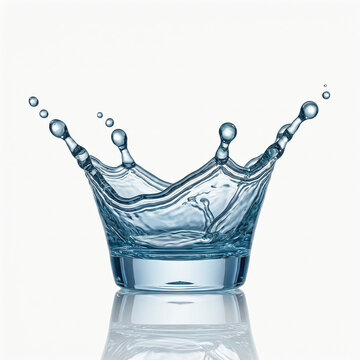 Double crown splash from two consecutive drop impacts, dynamic water splash photography, side view perspective.