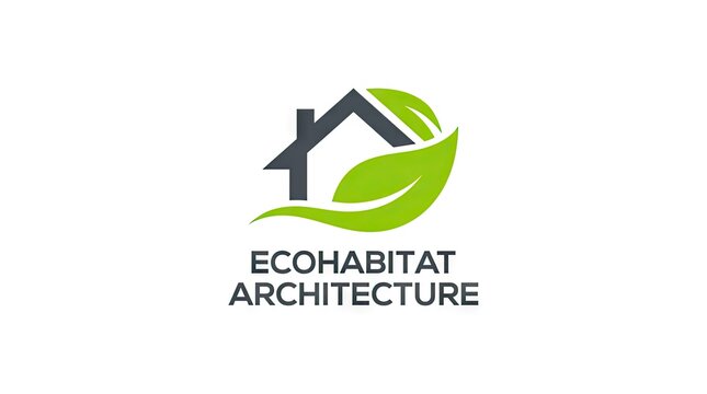 Ecohabitat architecture logo with house and leaves