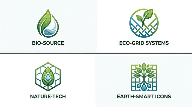 Eco-friendly logo set for sustainable branding and technology