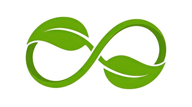 Green infinity symbol made of leaves.