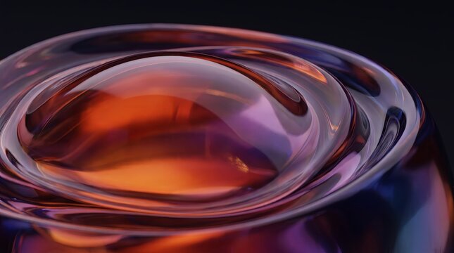 Concave crystal 3D bowl pools warm copper light