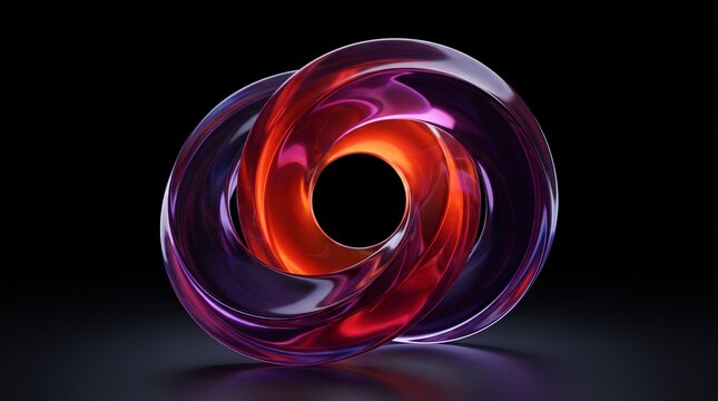 Layered glass 3D rings spiral into an amber vortex