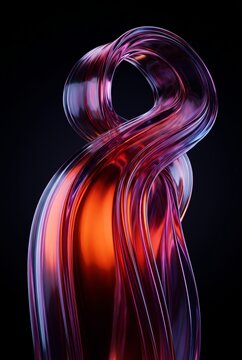 Twisted 3D glass ribbon knots into a radiant red loop
