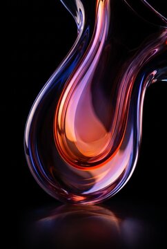 Molten 3D glass renders a teardrop of amber and violet