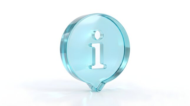 Glass information symbol icon for customer support and digital navigation signage.