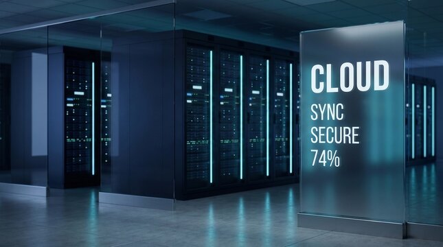 Secure cloud data visualization with connected digital infrastructure, representing online storage, enterprise computing, information management, and mode