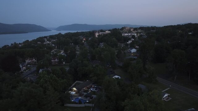 Aerial view of Newburgh at dusk