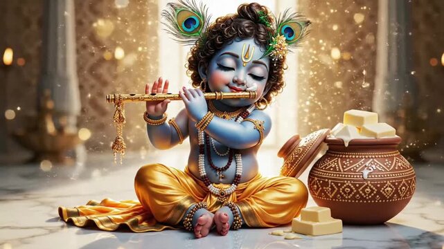 festival of happy shree krishna janmashtami abstract design background