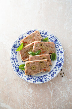 Homemade terrine with olives