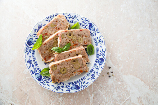 Homemade terrine with olives