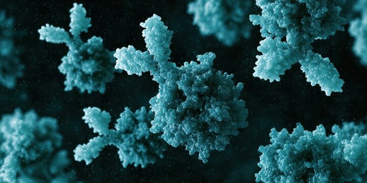 Complex Molecular Structure in Teal Blue, Microscopic Abstract Background