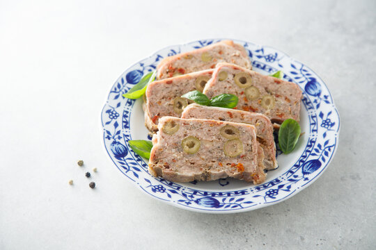 Homemade terrine with olives