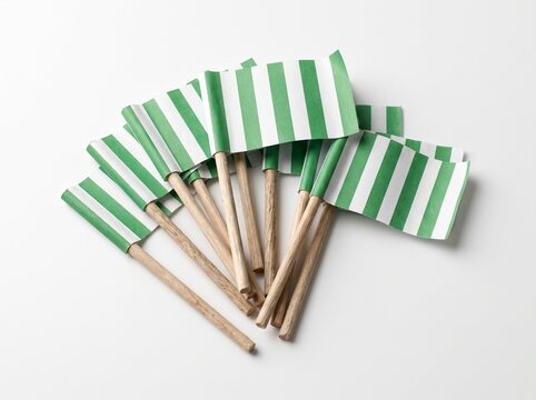 Green and White Paper Mini Flags Bundle