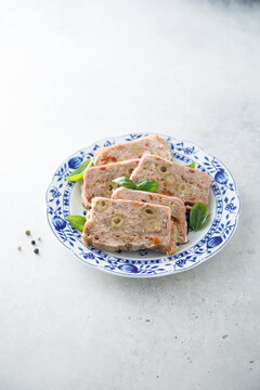 Homemade terrine with olives