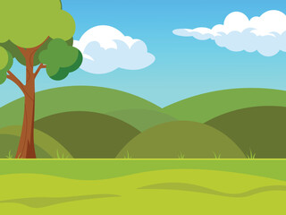 Obraz premium Cartoon Outdoor Landscape Flat Vector Illustration