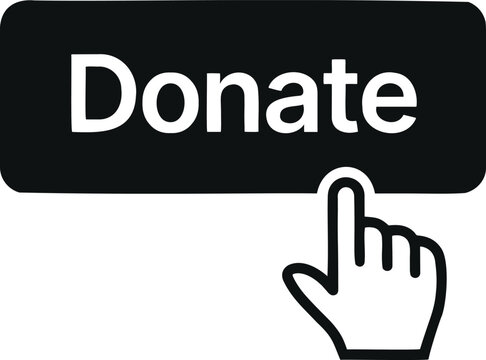 Donate Button with Hand Cursor for Charity Support
