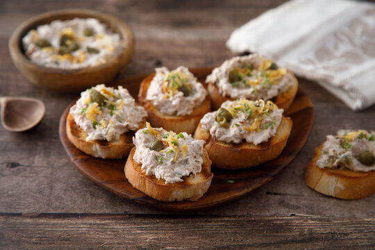 Homemade fish pate with capers