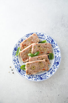 Homemade terrine with olives