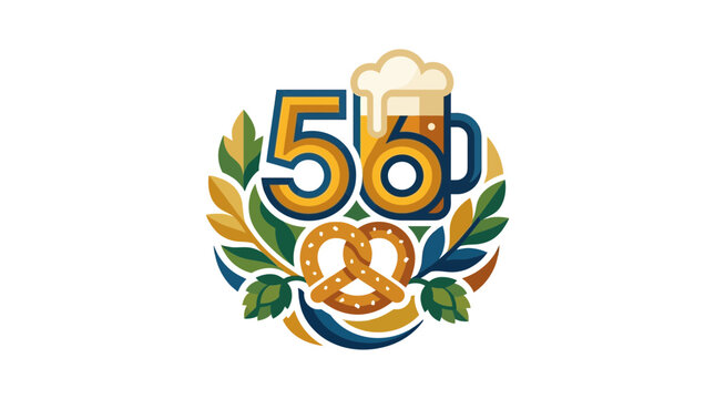 Oktoberfest Number Fifty Six Beer and Pretzel Badge