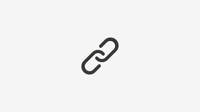 Minimalist chain link icon animation appearing on light background for digital connectivity and web marketing.