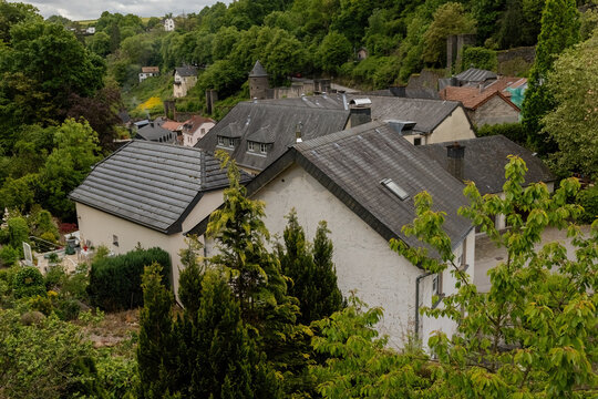 Aerial view of the Vianden town from the castel wall in Luxembourg