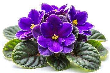 Delicate African Violet Blossom Displayed on White 
