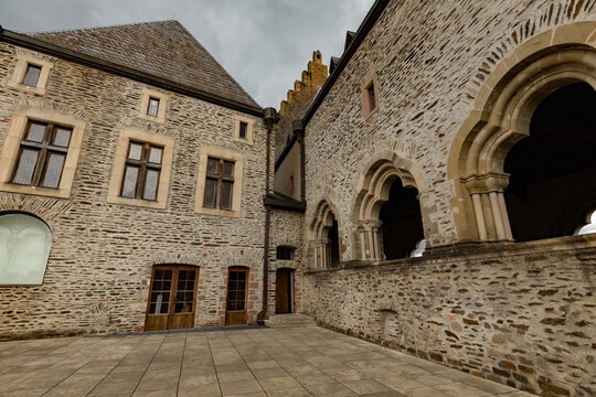 Exterior detauls of Vianden Castle in Vianden in the north of Luxembourg one of the largest fortified castles west of the Rhine