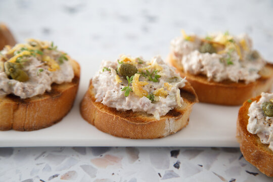 Homemade fish pate with capers