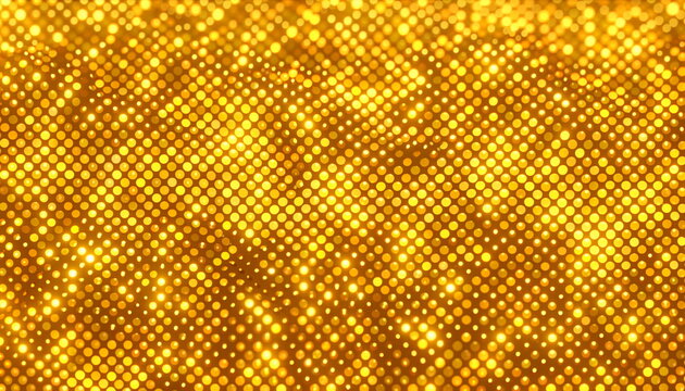 一面に敷き詰められた黄金色に輝くキラキラしたドットの背景素材